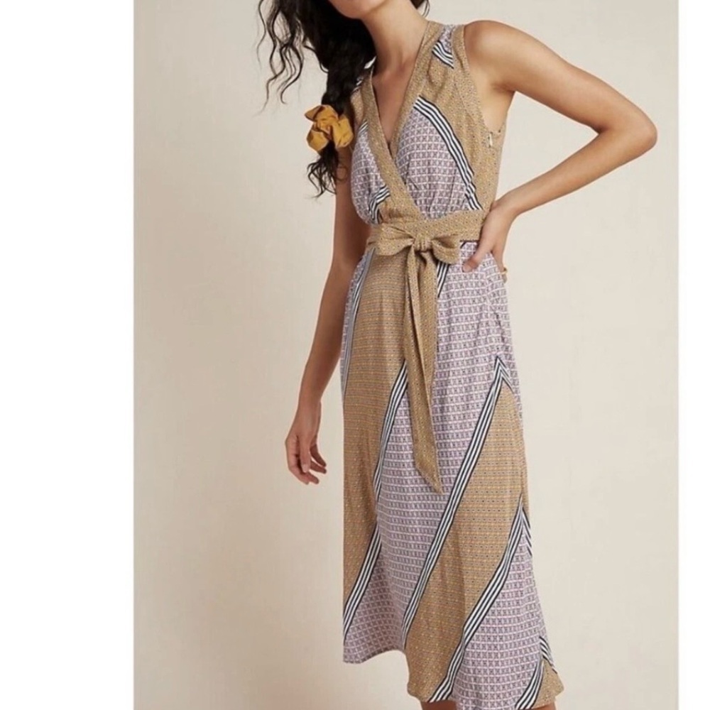 Maeve Carla Faux Wrap Sleeveless Midi Dress